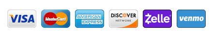 Visa | MasterCard | American Express | Discover Network | Zelle | Venmo